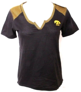 NEW University Of Iowa Hawkeyes Antigua Tackle Black SS Notched Shirt Women's M - Picture 1 of 9