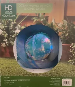 Gazing Ball 10” Gazing Globe Textured Glass Outdoor Yard Art Iridescent Blue - Picture 1 of 2
