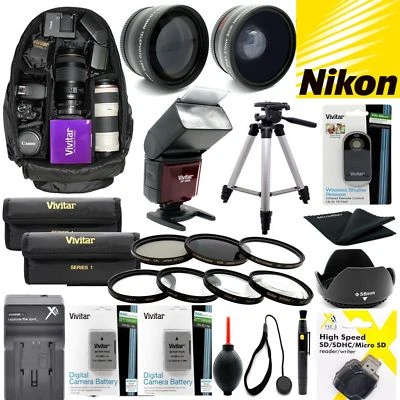 VIVITAR / XIT NIKON Z7 DSLR LENS COMPLETE 72MM HD8K ACCESSORY KIT FLASH/LENSES/BACKPACK/TRIPOD