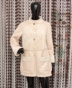 Abrigo de piel sintética beige plateado chaqueta Sherpa Elisa Cavaletti Daniela Dallavalle XS - Imagen 1 de 9