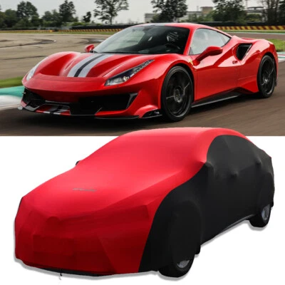 Cubierta de coche completa elástica satinada interior DREAMOTOR roja a prueba de polvo para Ferrari 488 GTB Foto 1 de 4