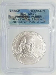 2006-P Ben Franklin - Founding Father | Silver Dollar Commemorative | ICG MS70 - Picture 1 of 3