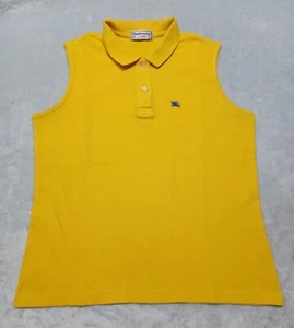 Vintage Burberry Women's Polo Golf Shirt Yellow Sleeveless Ladies Size 42 / S - Picture 1 of 14