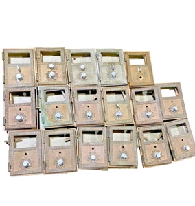 Vintage Antique Brass US Post Office Mailbox Doors Combination Lock Lot 17 - Picture 1 of 15