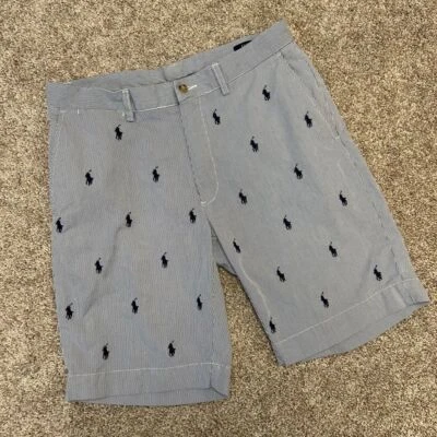 Polo Ralph Lauren Classic Fit 9" Shorts All Over Pony Men Size 32 Striped (731) - Image 1 of 4