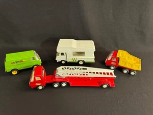 VINTAGE TONKA PRESSED STEEL TRUCK LOT SNAP DRAGON VAN DUMP TRUCK FIRE CAMPER - Picture 1 of 15