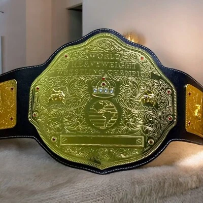 BIG GOLD World Heavyweight Championship Replica Tittle Belt 2mm Brass Adult Size - Image 1 of 4