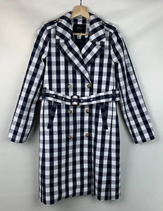 J. Crew Trenchcoat marine/weiß Kragen zweireihig Taschen gefüttert Gr. 0 NEU - Bild 1 von 11