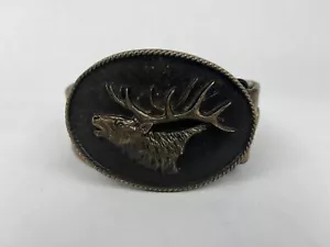 VINTAGE 1986 JIM GILMORE ALAMOSA MASSIVE BRONZE ELCH GÜRTELSCHNALLE CLARK LEDERHANDWERK - Bild 1 von 8