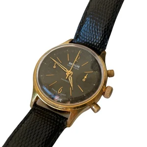 Reloj cronógrafo vintage Novelia para hombre con esfera negra, manual Landeron 187 - Imagen 1 de 7