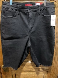 Jennifer Lopez Bermuda Damen-Wandershorts schwarz Stretch roher Saum mit Reißverschluss Denim 14 - Bild 1 von 7