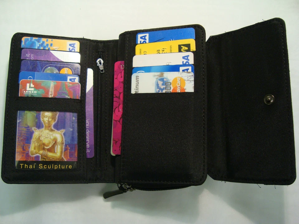 Ladies Womens Leather Purse Wallet Coin Card Holder Black Lorenz 1225