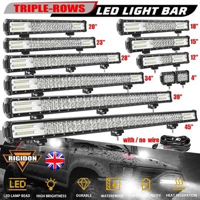 LED Work Light Bar 4 12 15 18 20 23 28 34 39 45 inch Offroad 4x4 Car Driving 12V - Image 1 of 4