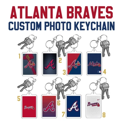 ATLANTA BRAVES MLB Baseball Custom 2 Side Large Photo Keychain YOU CHOOSE - Image 1 of 4