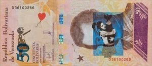 BANKSY * 50 bolívares * Billete real * Dismaland 2015 * Certificado * Sello - Imagen 1 de 10
