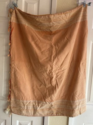 Galenic Paris Pink And Yellow Striped Towel With Fringe Rare — 第 1/4 张图片