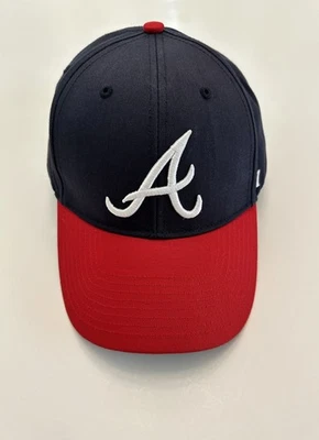 Atlanta Braves "A" Logo MLB Baseball Hat 47 Brand MVP Cap Navy Blue/Red - Image 1 of 4