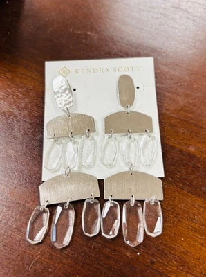 Kendra Scott Emmet Earrings in Rhodium Clear Glass - Image 1 of 3