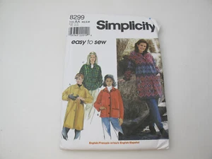 Chaqueta de gran tamaño 8299 patrón de costura simplicity SIN CORTAR longitud a elección talla XS-M (U) - Imagen 1 de 6