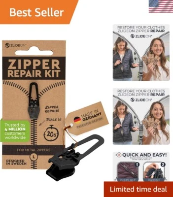 Universal Zipper Pull Replacement Slider - Black Metal, Fits Wide Range of Items - Image 1 of 4