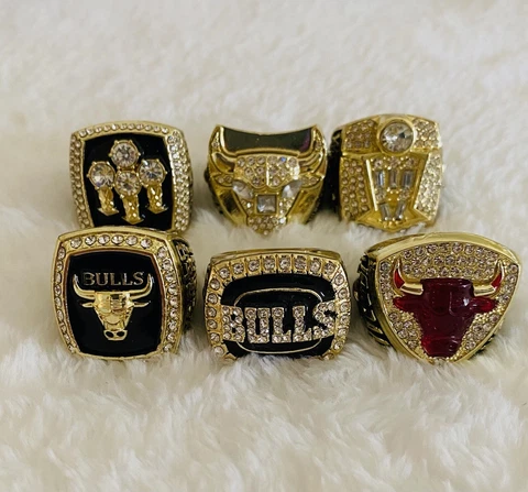 6 Pcs Chicago Bulls Michael Jordan Championship Ring Set, 🇺🇸 SHIP Cover