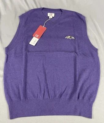 Cutter & Buck Sweater Vest Golf Baltimore Ravens Wool V-Neck Medium Purple $90 - Image 1 of 4