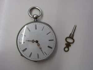 Alte Taschenuhr mit Schlüsselaufzug, Gehäuse 800 Silber - Bild 1 von 23
