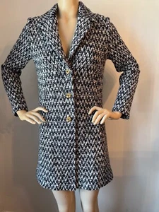 NWT ST JOHN KNIT SIZE 6 TOPPER NAVY BLUE & WHITE TWEED - Picture 1 of 7
