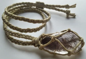 36" Natural Quartz Adjustable Braid Long Necklace Bead Hemp Cord Sweater Chain - Picture 1 of 9