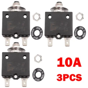 3x NUEVO 10 Amp Botón Pulsador Interruptor Térmico 12-50V DC 125-250V Voltios AC 10A - Imagen 1 de 17