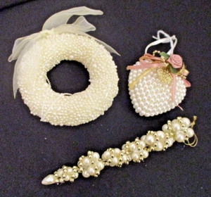 Vintage Lot of 3 Faux Pearl Ornaments (SKU# 2567) - Picture 1 of 3