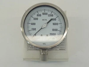 WAL Pressure Gauge, 5", 0-2000PSI, 1/2NPT Bottom Connection, Stainless Steel ... - Picture 1 of 5