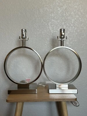 Set Of 2 Brushed Nickel Lamp Bases  - Image 1 of 4