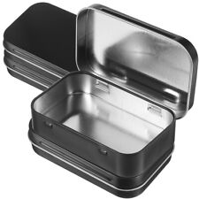 Mini estuche de almacenamiento portátil de cajas de lata de metal vacías negras con tapa con bisagras 4 piezas