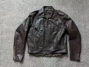 vintage 70er Jahre Motorrad Jacke HARLEY DAVIDSON Leder 42 braun TRUCKER - Bild 1 von 10