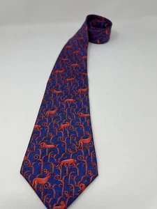 LANVIN Paris France Men’s Tie Blue Orange Bright, 100% Silk, 3.5” Wide Necktie - Picture 1 of 3