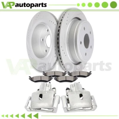 Rear Brake Calipers Rotors And Ceramic Pads Slotted For 2002-2010 Dodge Ram 1500 Foto 1 de 4