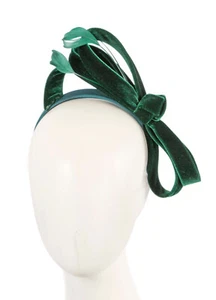 Green hand made velvet bow spring racing fascinator by Max Alexander AU Seller - Picture 1 of 5