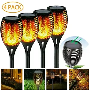 4PK LED Solar Flickering Torch Path Light Dancing Flame Garden Landscape Lamp - Picture 1 of 9