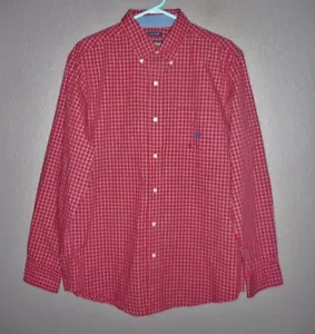 CHAPS Button Front Shirt ~ Large ~ Easy Care ~ Red Plaid ~ Long Sleeves NWT - Picture 1 of 9