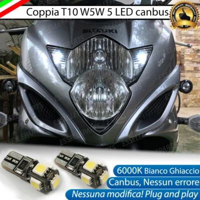 COPPIA LUCI POSIZIONE 5 LED PER SUZUKI GSX 1250 F LED T10 W5W CANBUS 6000K - Immagine 1 di 2