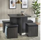 5 Pc Contemporary Dining Set Modern Gray Wood Table Chairs for Small Spaces