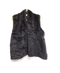 Ann Taylor Black Faux Fur Vest W/Knit Sweater Back Size S - Picture 1 of 10