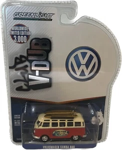 GreenLight Volkswagen Samba Bus Club V-Dub LE #51009 NRFP Tan top Red body 1:64 - Picture 1 of 2