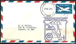 US Year of 1959 Orlando to Jacksonville First Flight Cover, (used). - Picture 1 of 2