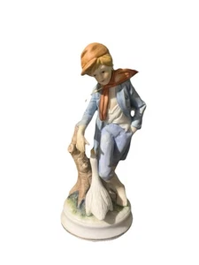 Ceramic Boy With Goose Figure - Picture 1 of 4