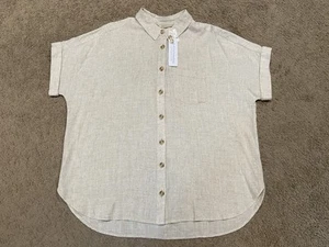 SOFT SURROUNDINGS Evangeline Linen Shirt Womens L (14/16) Button-Up Moonbeam NWT - Picture 1 of 7
