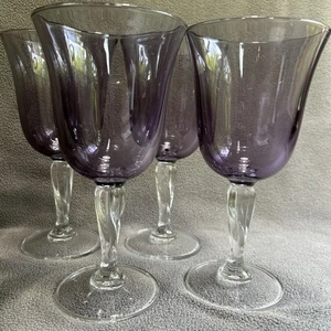 4 lässige Fassungen Amethyst große Wasserkelche - Kristall D'Arques - Durand lila - Bild 1 von 6