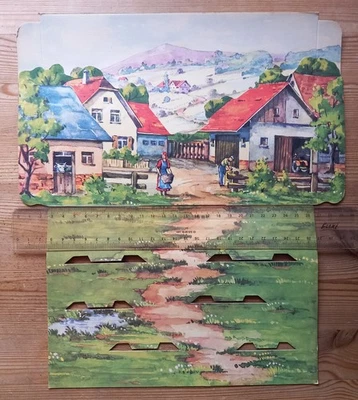 RARITÄT: BAUERNHOF-HINTERGRUND aus Pappe von ELASTOLIN / HAUSSER - Bild 1 von 2