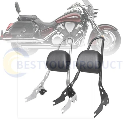 Chrome/Black Sissy Bar Backrest Cushion Pad For Harley Street 500/750 2015-2017 - Image 1 of 4